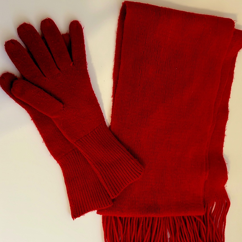 Cozy Red Scarf and Gloves